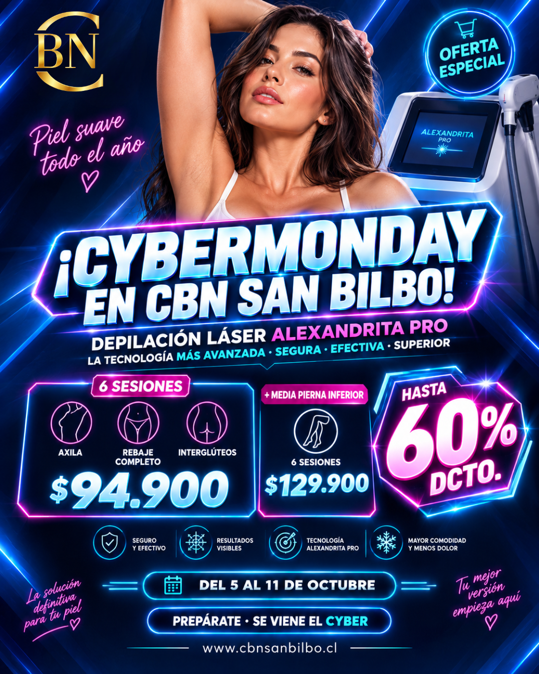 6 SESIONES AXILA + REBAJE COMPLETO + INTERGLÚTEOS