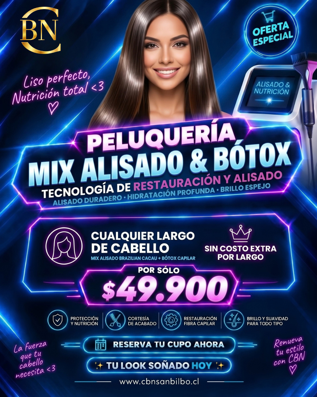 SERVICIO MIX ALISADO BRAZILIAN + BÓTOX CAPILAR S/CORTE