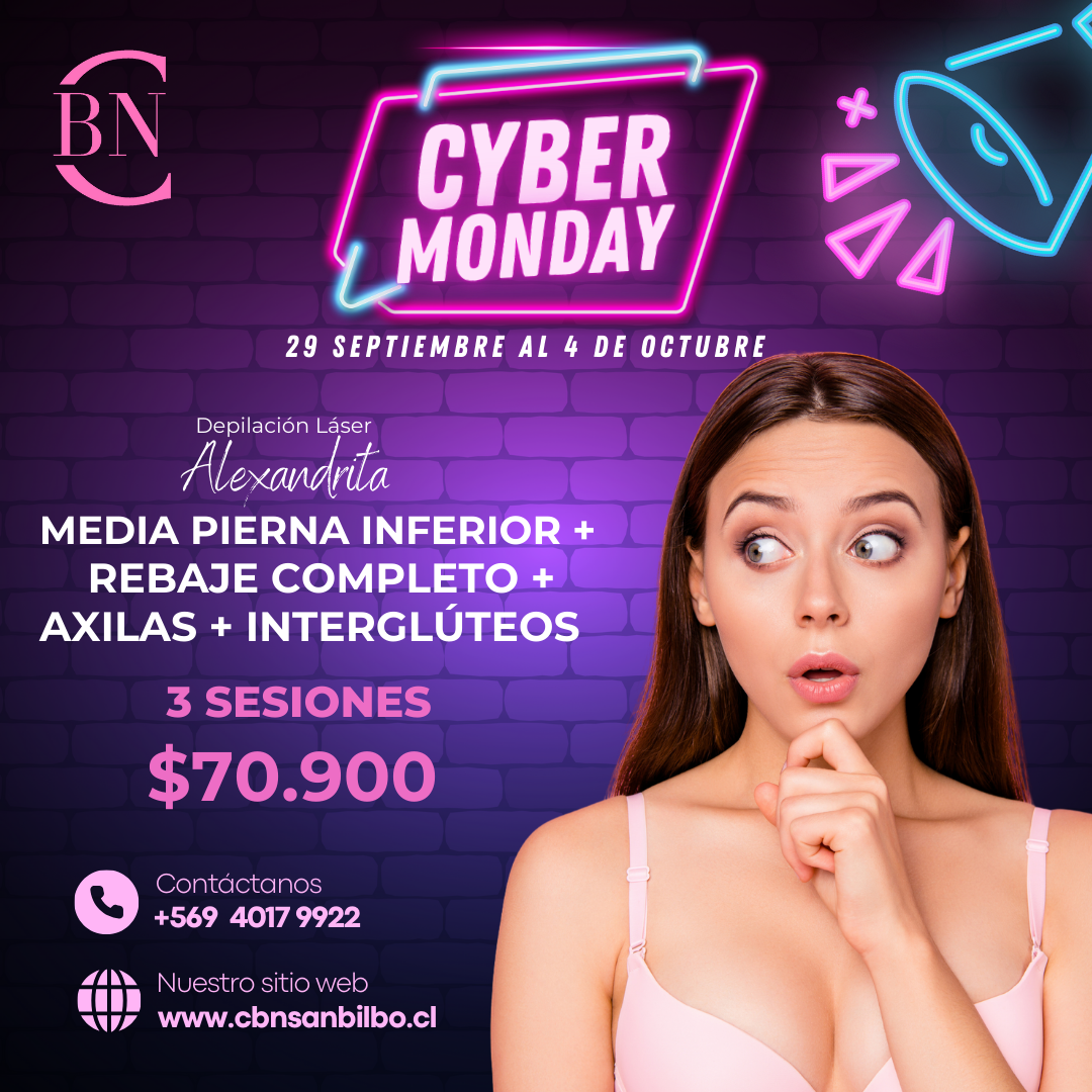 3 SESIONES DE MEDIA PIERNA INFERIOR + REBAJE COMPLETO + AXILAS + INTERGLÚTEOS - CYBERMONDAY