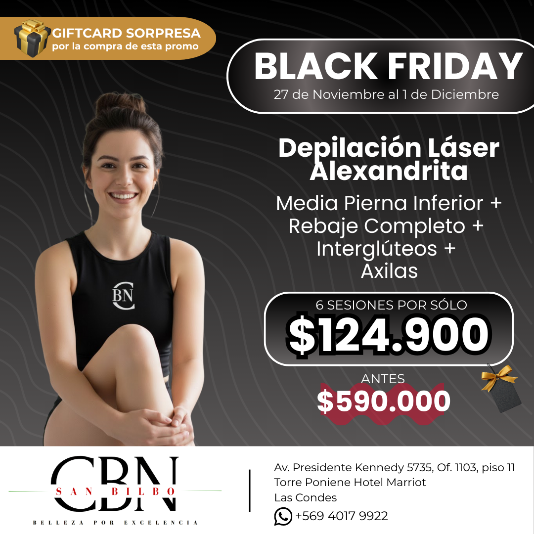 BLACK FRIDAY 2025 - 6 sesiones Media Pierna Inferior + Rebaje Completo + Interglúteos + Axilas