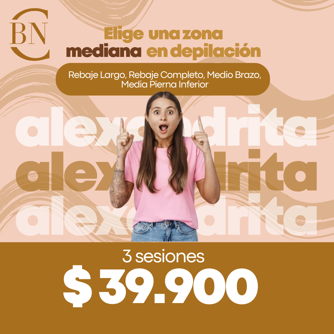 ELIGE UNA ZONA DE DEPILACIÓN MEDIANA - 3 sesiones