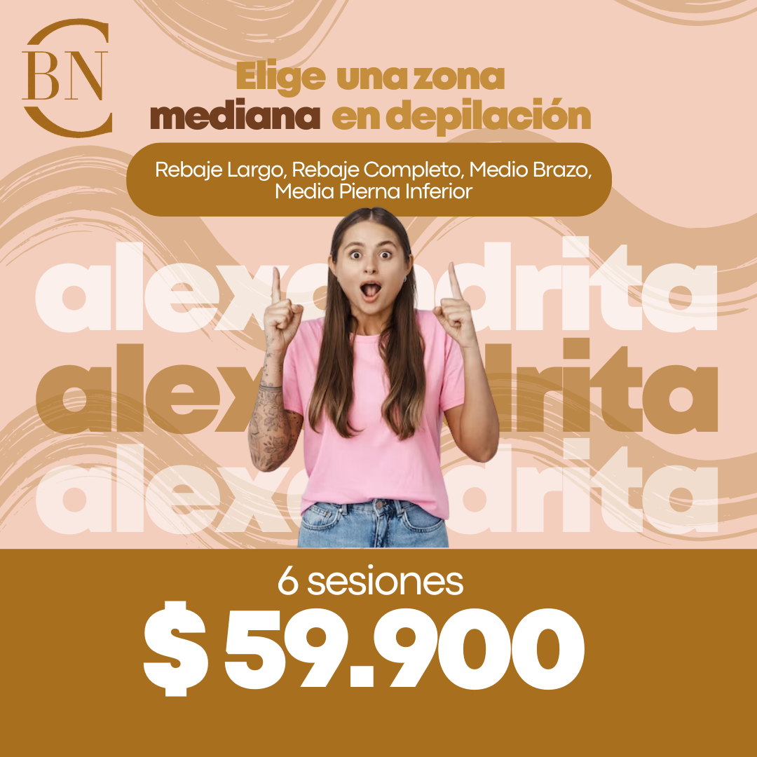 ELIGE UNA ZONA DE DEPILACIÓN MEDIANA - 6 sesiones
