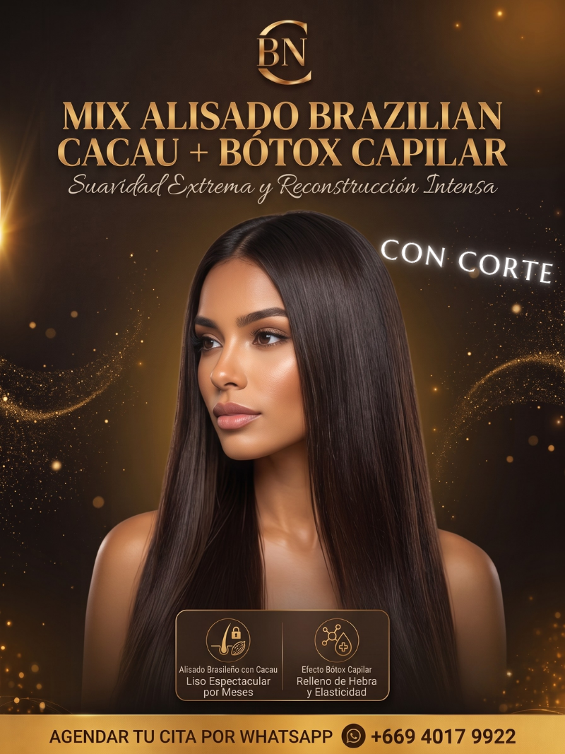 SERVICIO MIX ALISADO BRAZILIAN + BÓTOX CAPILAR C/CORTE